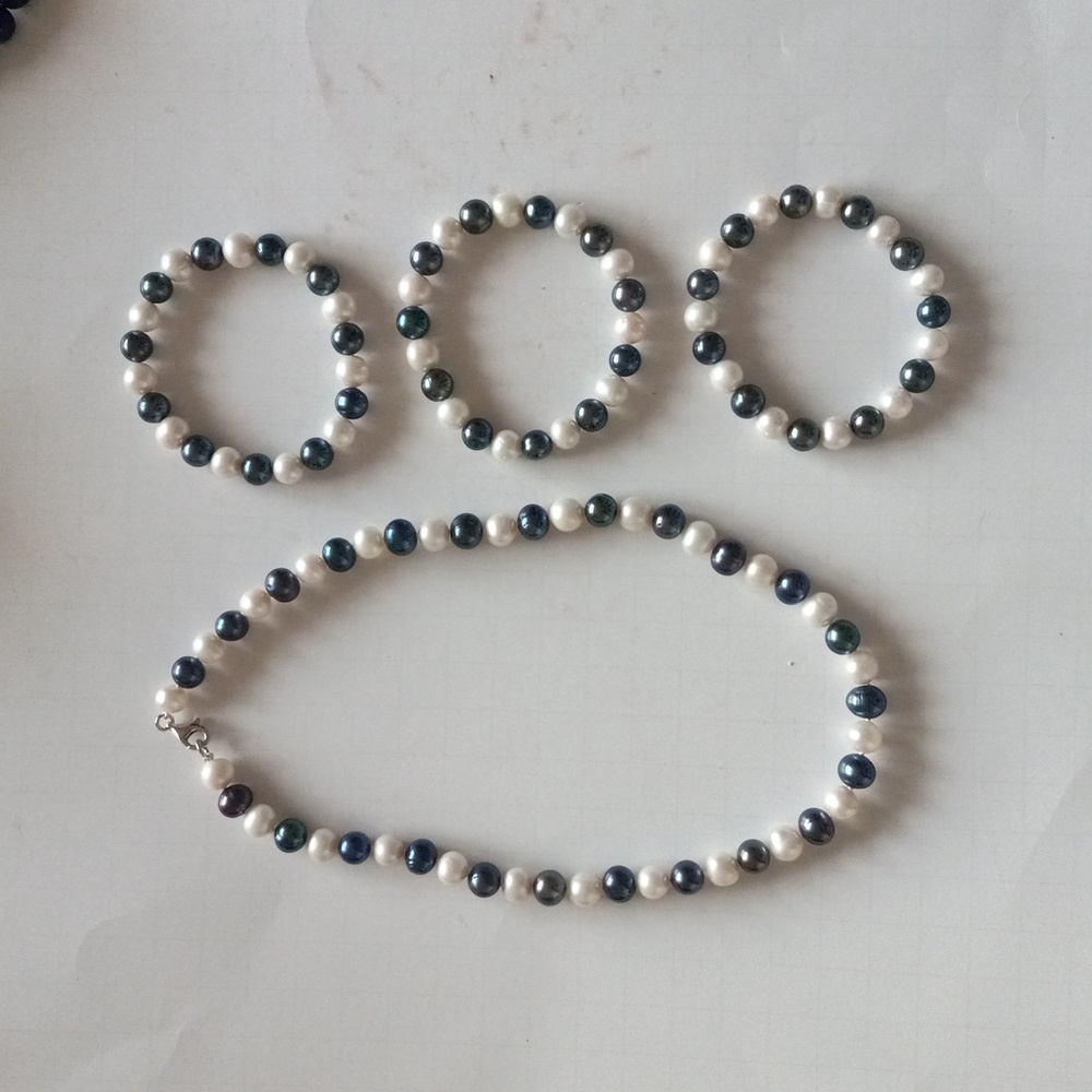 Blue and White Fresh Water Pearl Set.